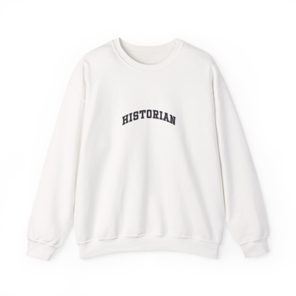 Light blue with the word "HISTORIAN" printed in a black varsity-style font Crewneck - Official sweatshirts merchandise