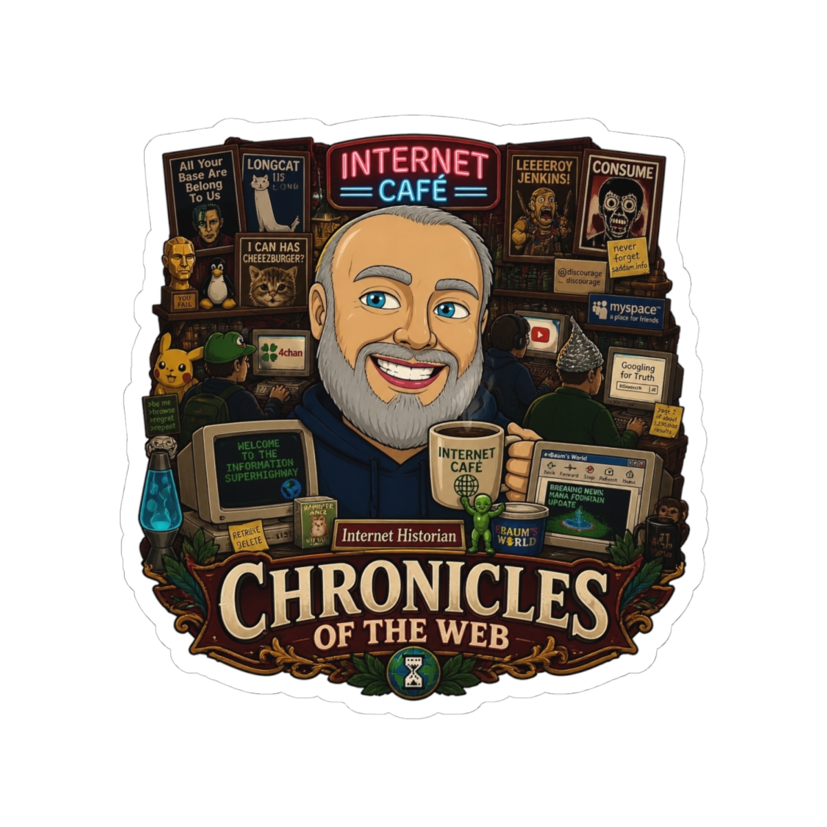 Internet Historian "Chronicles of the Web" Sticker - alternate angle 2, merchandise